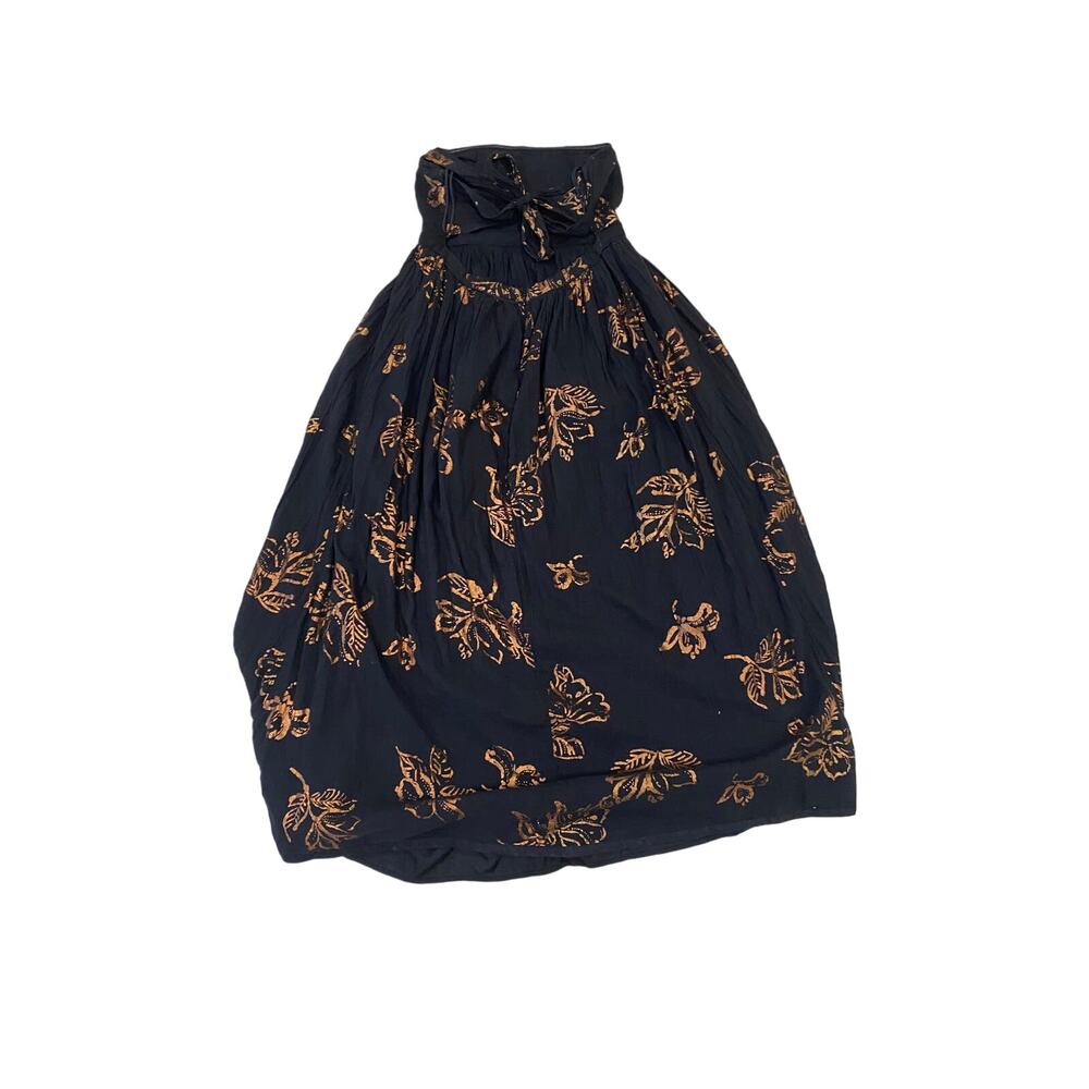 Free People Navy Maxi Dress with Copper Floral Print